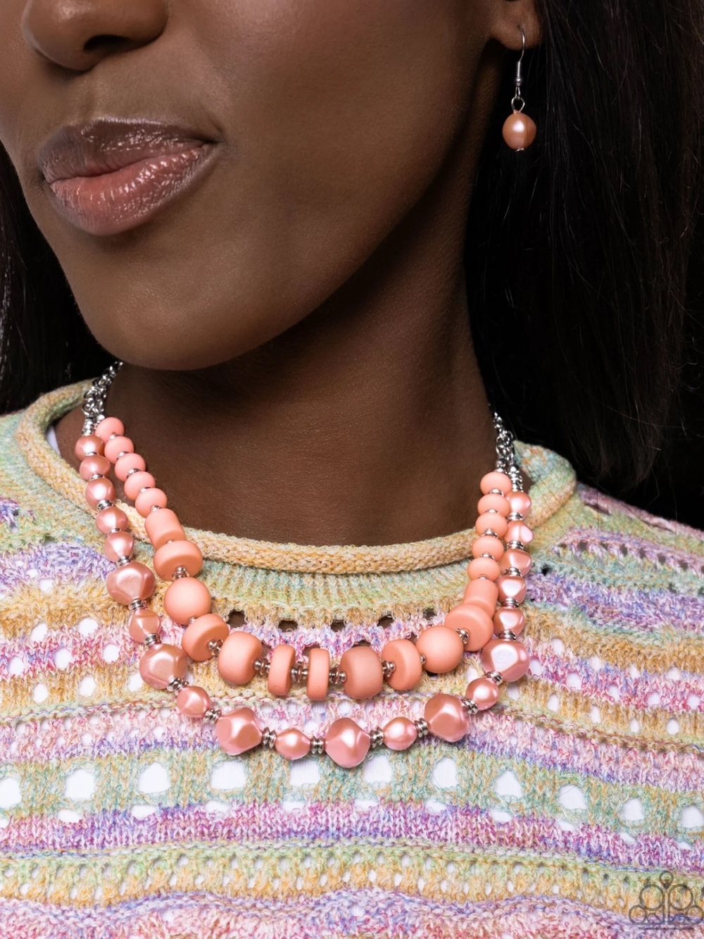🟠🩷🟠 “SHAPE SHIFTING SENSE” ORANGE NECKLACE WITH FREE EARRINGS ~ PAPARAZZI❗️ 🟠🩷🟠